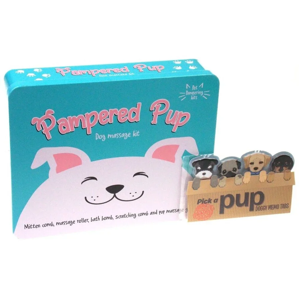 Pampered Pup Dog Massage Pick Doggy Memo Tabs Gift Puppy Mitten Comb Roller